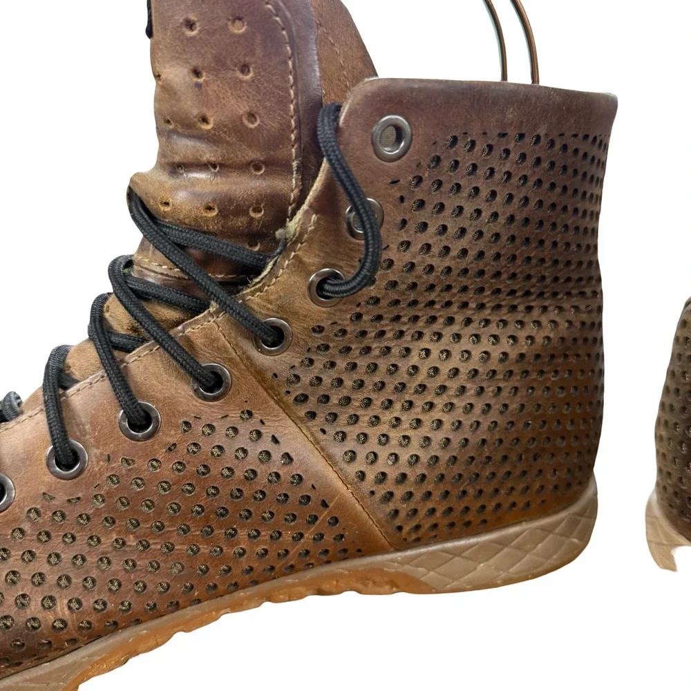 Nobull High Top Leather Brown Trainers Sneakers Boots Casual Shoes Perforated 11